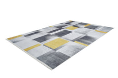 Yellow Geometric Area Rug – Digital Print, Non Slip, Antibacterial Carpet