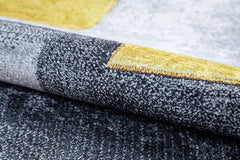 Yellow Geometric Area Rug – Digital Print, Non Slip, Antibacterial Carpet