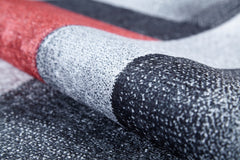 Grey Geometric Area Rug – Digital Print Carpet | Non Slip, Antibacterial & Washable