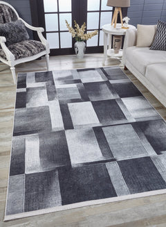 Grey Geometric Area Rug - Digital Print, Non Slip, Antibacterial Carpet for Living Room