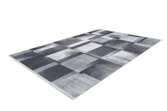 Grey Geometric Area Rug - Digital Print, Non Slip, Antibacterial Carpet for Living Room