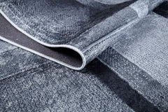 Grey Geometric Area Rug - Digital Print, Non Slip, Antibacterial Carpet for Living Room