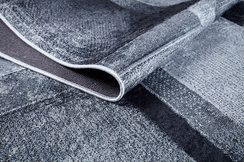 Grey Geometric Area Rug - Digital Print, Non Slip, Antibacterial Carpet for Living Room