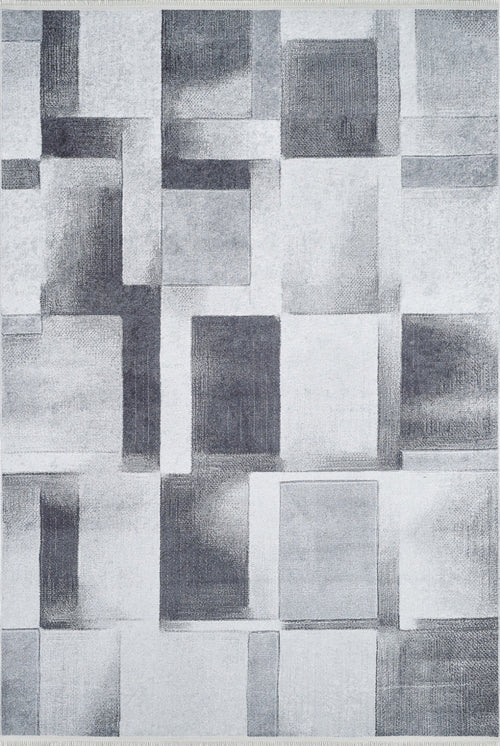 Grey Geometric Area Rug – Digital Print Rug, Non Slip & Antibacterial Carpet