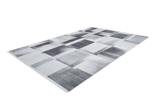 Grey Geometric Area Rug – Digital Print Rug, Non Slip & Antibacterial Carpet