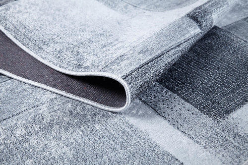 Grey Geometric Area Rug – Digital Print Rug, Non Slip & Antibacterial Carpet