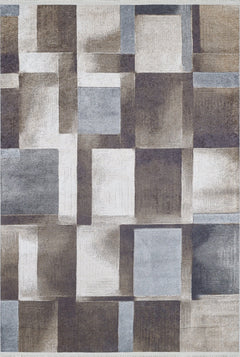 Geometric Area Rug - Brown Digital Print Rug | Non Slip Antibacterial Carpet