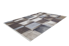 Geometric Area Rug - Brown Digital Print Rug | Non Slip Antibacterial Carpet