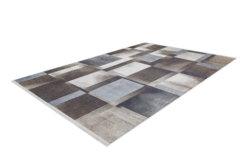 Geometric Area Rug - Brown Digital Print Rug | Non Slip Antibacterial Carpet