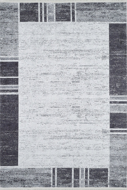 Grey Area Rug - Muradabad Digital Print Rug | Non Slip, Antibacterial Carpet