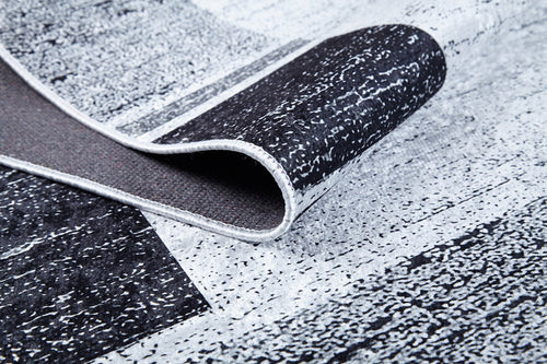 Grey Area Rug - Muradabad Digital Print Rug | Non Slip, Antibacterial Carpet