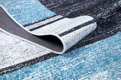 Digital Print Area Rug – Blue Frame Rug, Non Slip Antibacterial Carpet