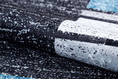 Digital Print Area Rug – Blue Frame Rug, Non Slip Antibacterial Carpet