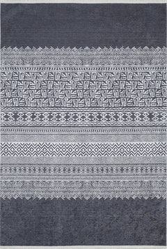 Saltillo Black Geometric Digital Print Area Rug