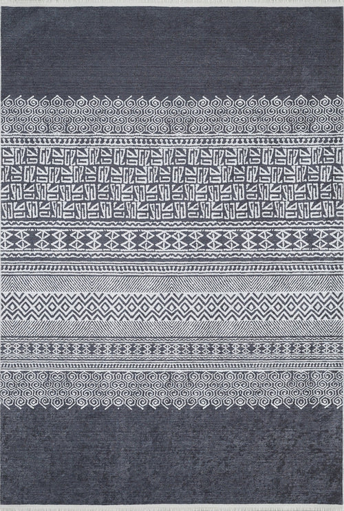 Saltillo Black Geometric Digital Print Area Rug