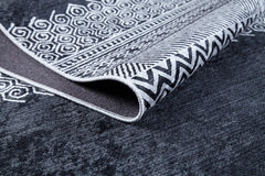 Saltillo Black Geometric Digital Print Area Rug