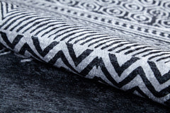 Saltillo Black Geometric Digital Print Area Rug