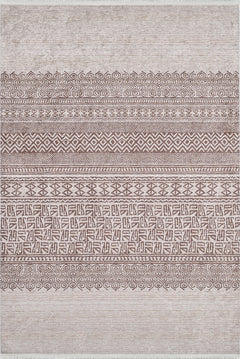 Beige Geometric Area Rug – Digital Print, Non Slip, Antibacterial Carpet for Living Room