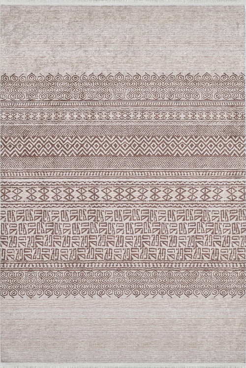 Beige Geometric Area Rug – Digital Print, Non Slip, Antibacterial Carpet for Living Room