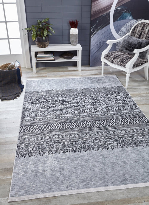Modern Area Rug – Grey Digital Print Carpet | Antibacterial, Non Slip, Dust Free