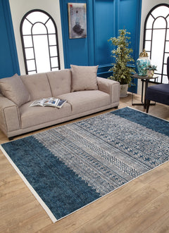Blue Geometric Area Rug – Digital Print Rug | Antibacterial, Non Slip Carpet
