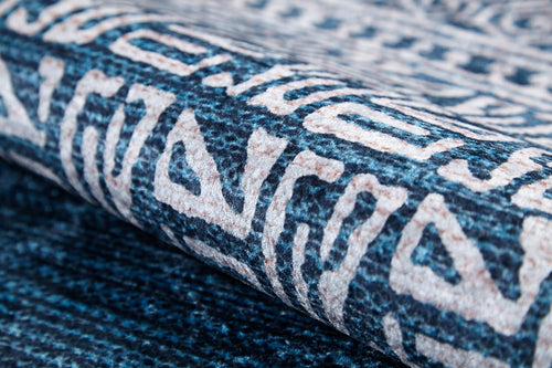 Blue Geometric Area Rug – Digital Print Rug | Antibacterial, Non Slip Carpet