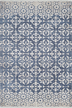 Blue Floral Area Rug - Digital Print, Non Slip & Washable Carpet for Living Room
