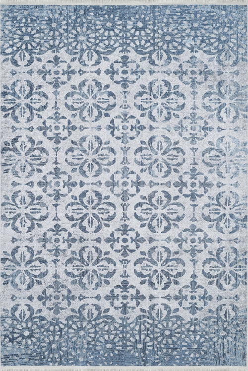 Kamoke Blue Floral Digital Print Area Rug
