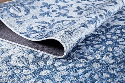 Kamoke Blue Floral Digital Print Area Rug