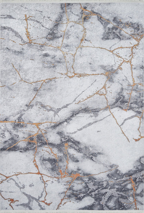 Grey Marble Area Rug – Digital Print Non Slip Carpet for Stylish Living Room