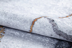 Grey Marble Area Rug – Digital Print Non Slip Carpet for Stylish Living Room