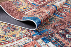 Blue Patchwork Area Rug - Digital Print, Non Slip, Washable Floor Covering