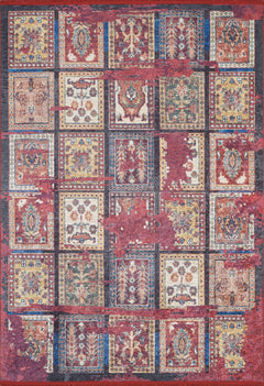 Borne Red Patchwork Digital Print Area Rug