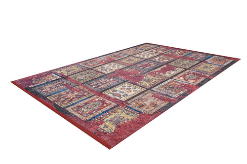 Borne Red Patchwork Digital Print Area Rug