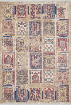 Braniewo Beige Patchwork Digital Print Area Rug