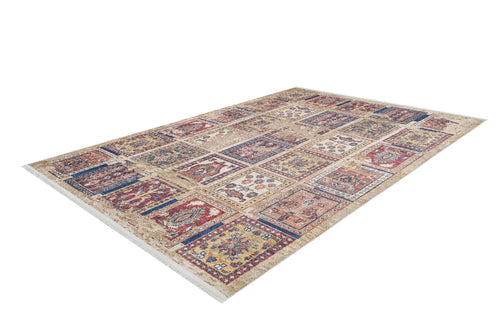 Braniewo Beige Patchwork Digital Print Area Rug