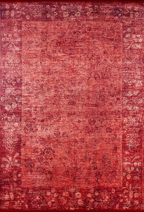 Digital Print Area Rug - Classic Red Non Slip Washable Carpet for Living Room