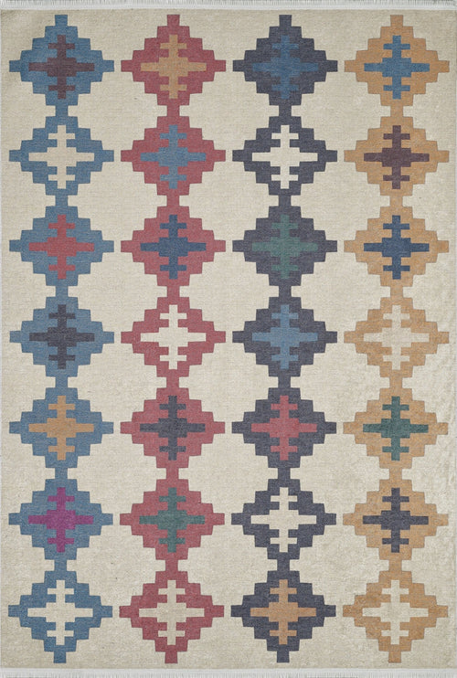 Beige Geometric Area Rug - Digital Print Rug | Non Slip, Antibacterial Carpet