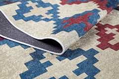 Beige Geometric Area Rug - Digital Print Rug | Non Slip, Antibacterial Carpet