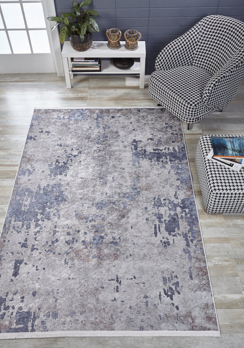 Modern Digital Print Rug – Grey Area Rug with Non Slip & Antibacterial Features