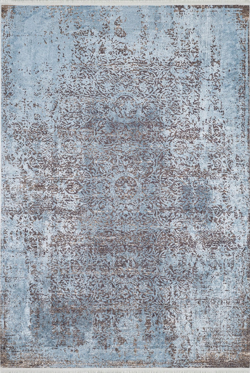 Blue Vintage Area Rug - Digital Print Non Slip Washable Carpet for Living Room
