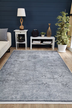 Modern Digital Area Rug – Grey Non-Slip Antibacterial Carpet for Living Room