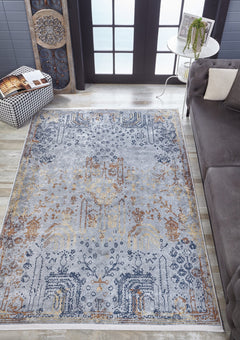 Modern Area Rug – Blue Digital Print Carpet | Non Slip, Antibacterial, Washable