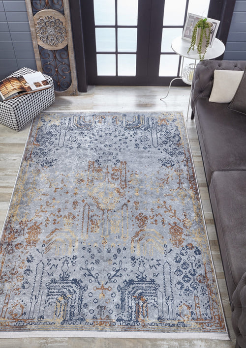Modern Area Rug – Blue Digital Print Carpet | Non Slip, Antibacterial, Washable