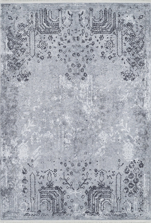Vintage Area Rug – Grey Digital Print Non Slip Antibacterial Carpet for Home