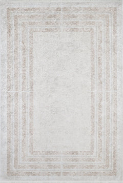 Bhiwandi Beige Frame Digital Print Area Rug
