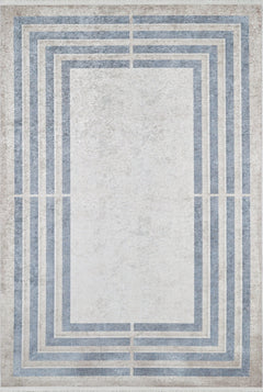 Grey Area Rug - Digital Print Frame Carpet | Non Slip, Antibacterial Floor Covering
