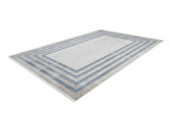 Grey Area Rug - Digital Print Frame Carpet | Non Slip, Antibacterial Floor Covering