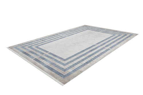 Grey Area Rug - Digital Print Frame Carpet | Non Slip, Antibacterial Floor Covering