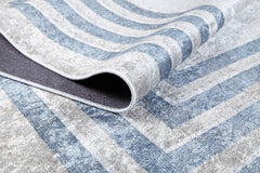 Grey Area Rug - Digital Print Frame Carpet | Non Slip, Antibacterial Floor Covering
